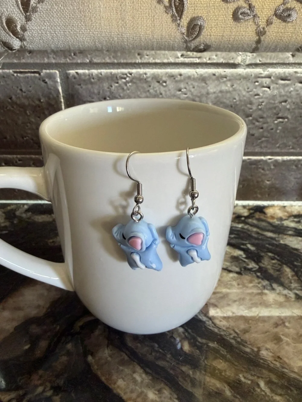 3/$30 Cute Light Blue Elephant Dangle Resin Earrings